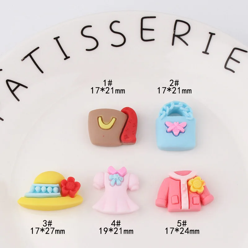 10pcs Cartoon Summer Wear Hat Skirt Doll House Resin Patch Diy Accessories Hair Accessories Handmade Materials