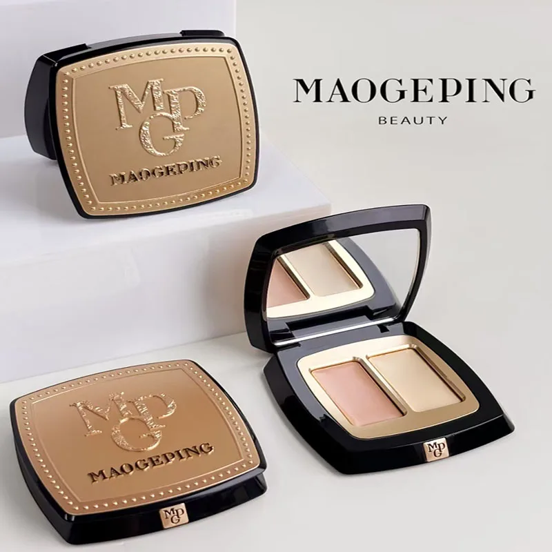 Maogeping Beauty Professional Double Color Concealer Palette High Coverage Moisturizing Concealer Makeup 3g