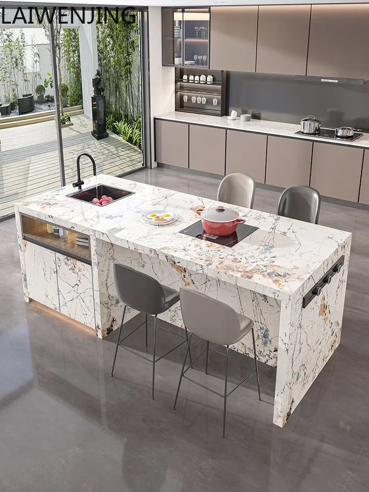 

MJY Italian rock slab island dining table integrated with sink middle guide table can be customized