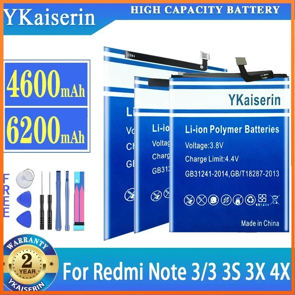 YKaiserin Battery For Xiaomi Redmi Note 3 Note3/For Red Rice Note/3 3S 3X 4X batteria Warranty One Year