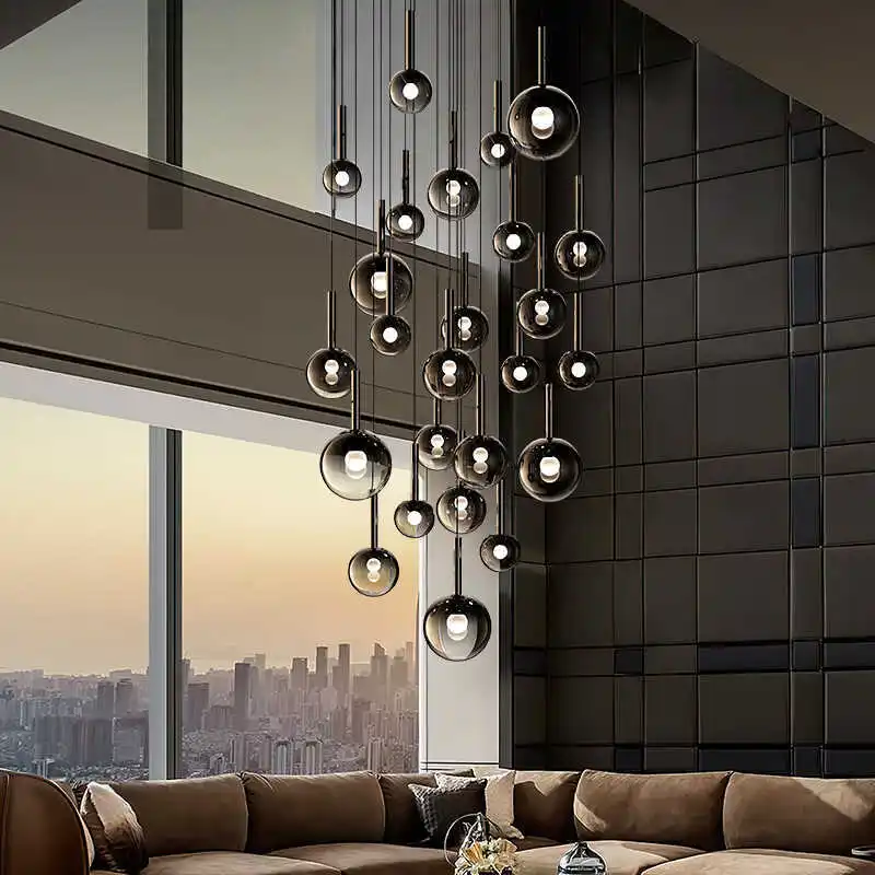 Designer's Creative Art LED Glass Hanging Lamp Restaurant Living Room Bedroom Villa Staircase Luxury Chandelier Home Decor Light view 4