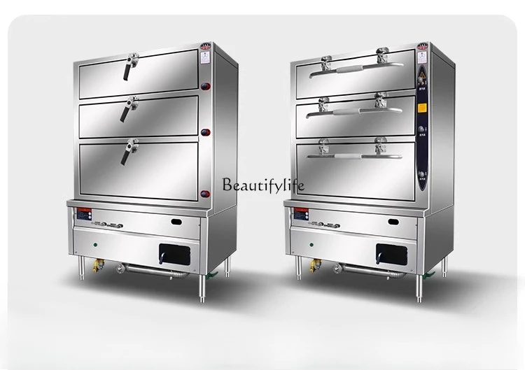 

05Commercial gas electric heating gas steamer automatic intelligent steamer soup cabinet three doors