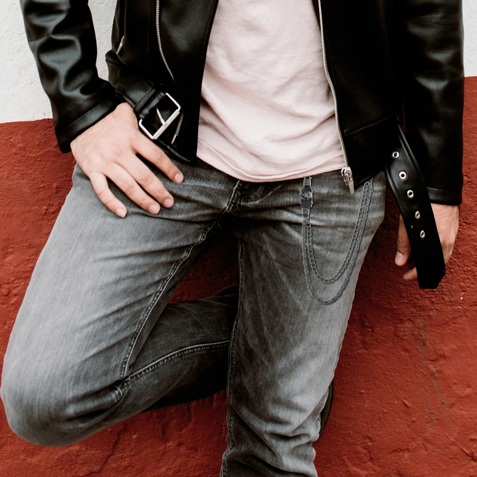 패션 메탈 팬츠 체인 고딕 펑크 진 벨트 힙합 록 허리 장식 남녀 공용 바지 액세서리