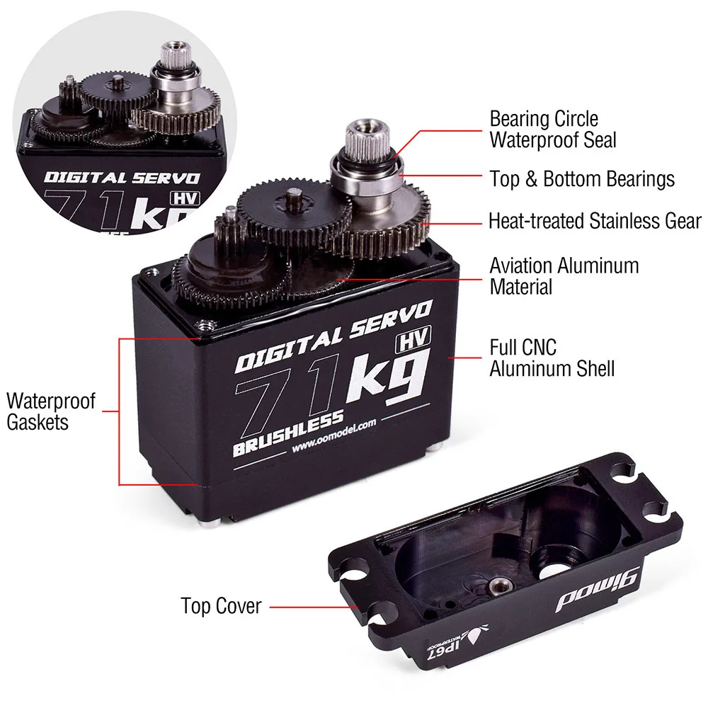 9imod BLS-HV71MG 71KG Metal Gear Brushless Digital High Voltage Waterproof Servo For 1/8 1/10 Remote Control Car