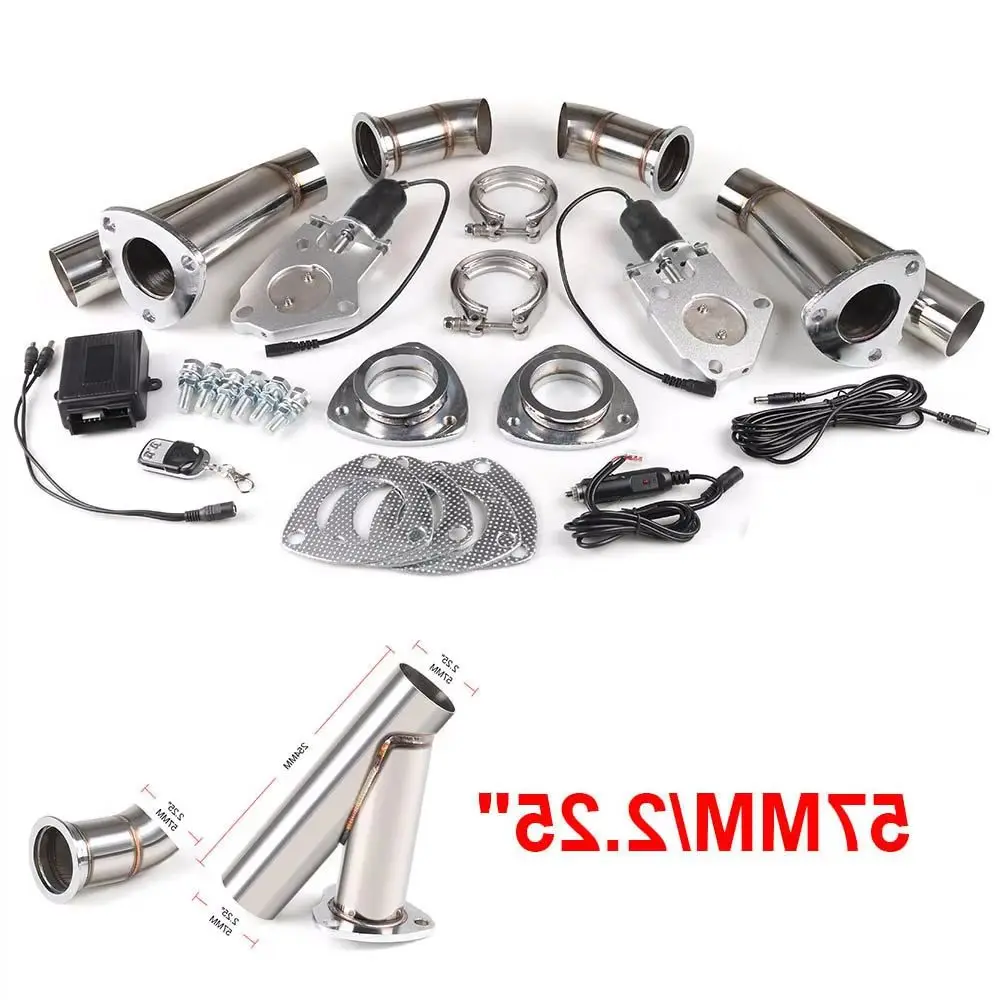 

Electric Stainless Steel Y-Pipe Double Exhaust Cutout Kit 2.25'' with Remote Control for Cars