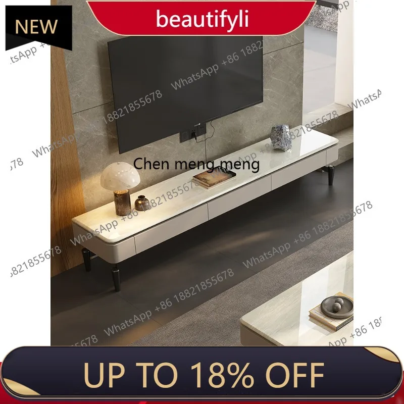 

P178 Italian light luxury TV cabinet modern luxury stone marble coffee table TV cabinet combination