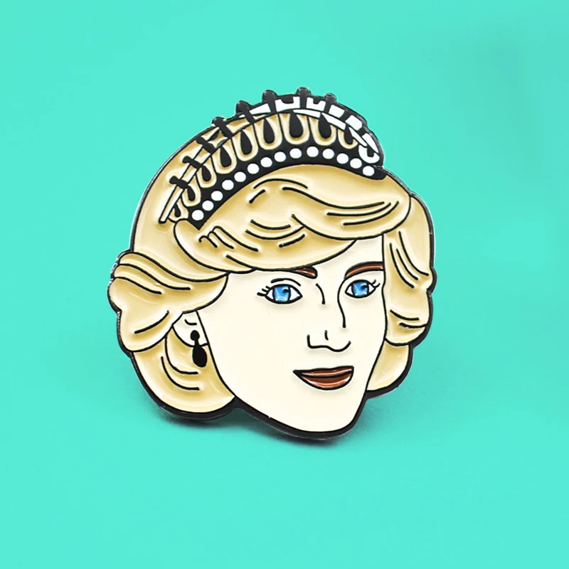 Anniversary Princess Diana Brooch fashion Button Art Princess Diana Spencer Enamel Pins For women Lapel Badge Jewelry Gift