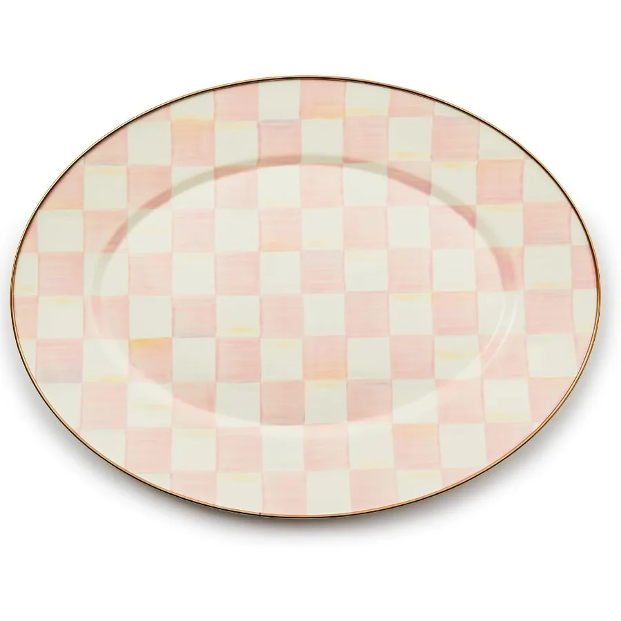 

Эмалированная овальная сервировочная тарелка для развлекательной средней розовой и белой розовой клетки
