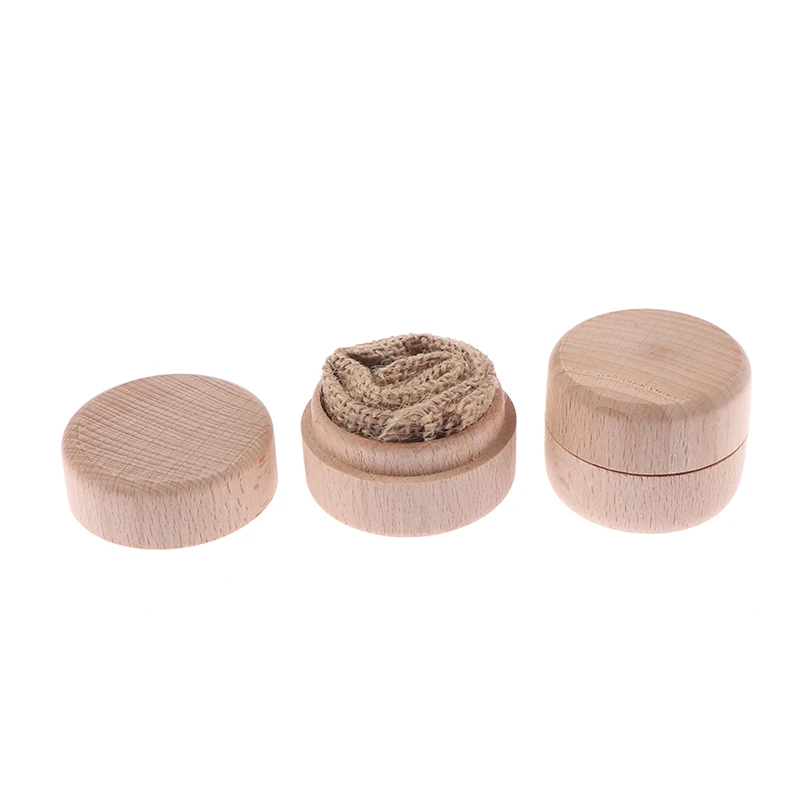 1pcs Wedding Small Round Wooden Ring Box Jewelry Trinket Storage Container Holder Custom Rings Bearer Blank DIY