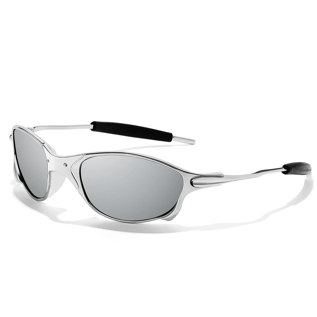 Polarisierte Sonnenbrille für Männer und Frauen, Metallrahmen-Brille mit UV-Schutz für Outdoor-Sportarten, Radfahren, Laufen, Wandern, Fahren