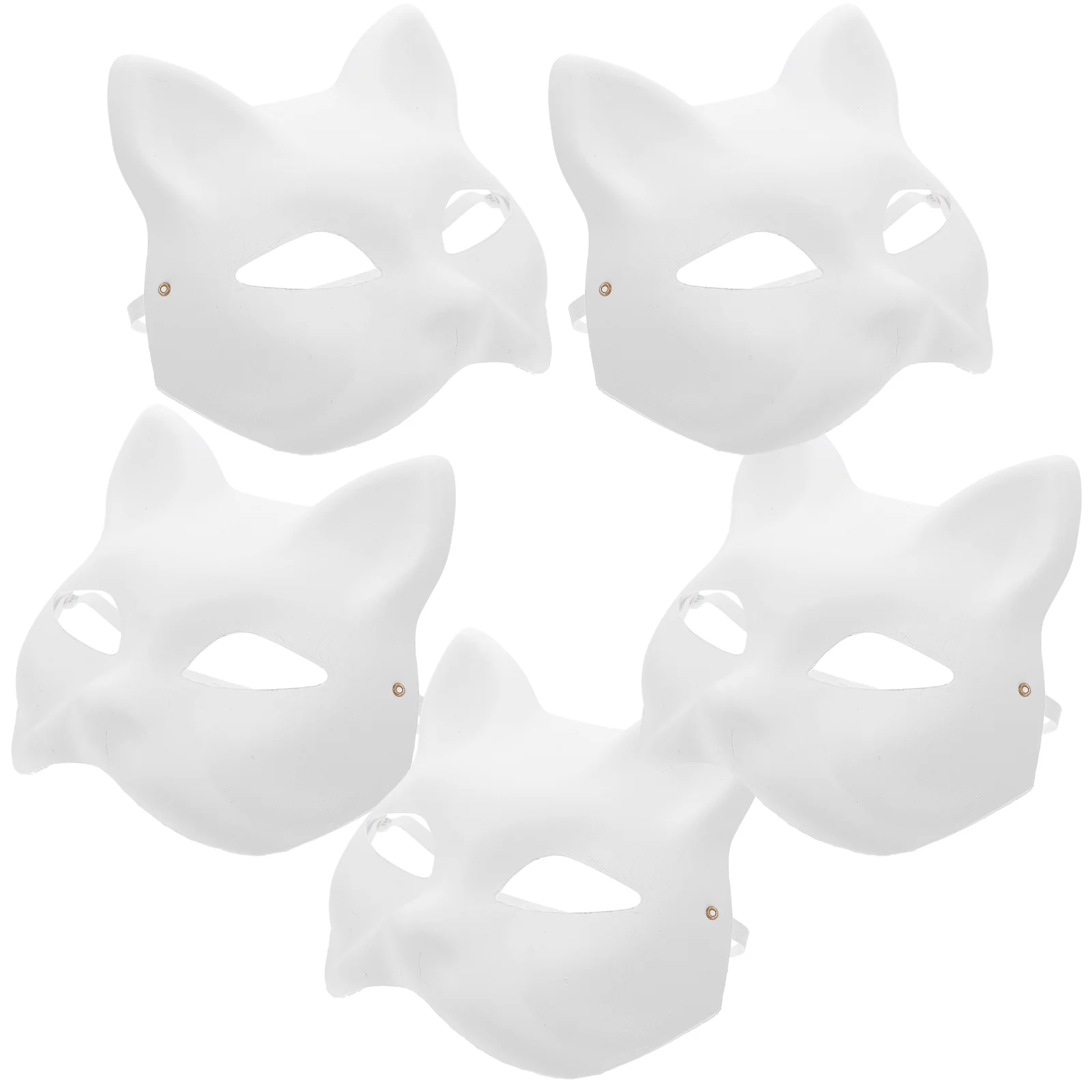 5 Pcs Half Face Cat Mask Craft Blanks Paper Masks Halloween Costume Cosplay Hairy DIY Masquerade For Women Mardi Gras Child