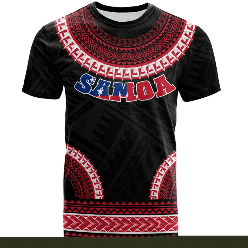 America Samoa 3D Print T Shirt Man Samoa Coat Of Arms Emblem Graphic O-Neck T-shirt For Men Fashion Clothing Camisetas De Hombre