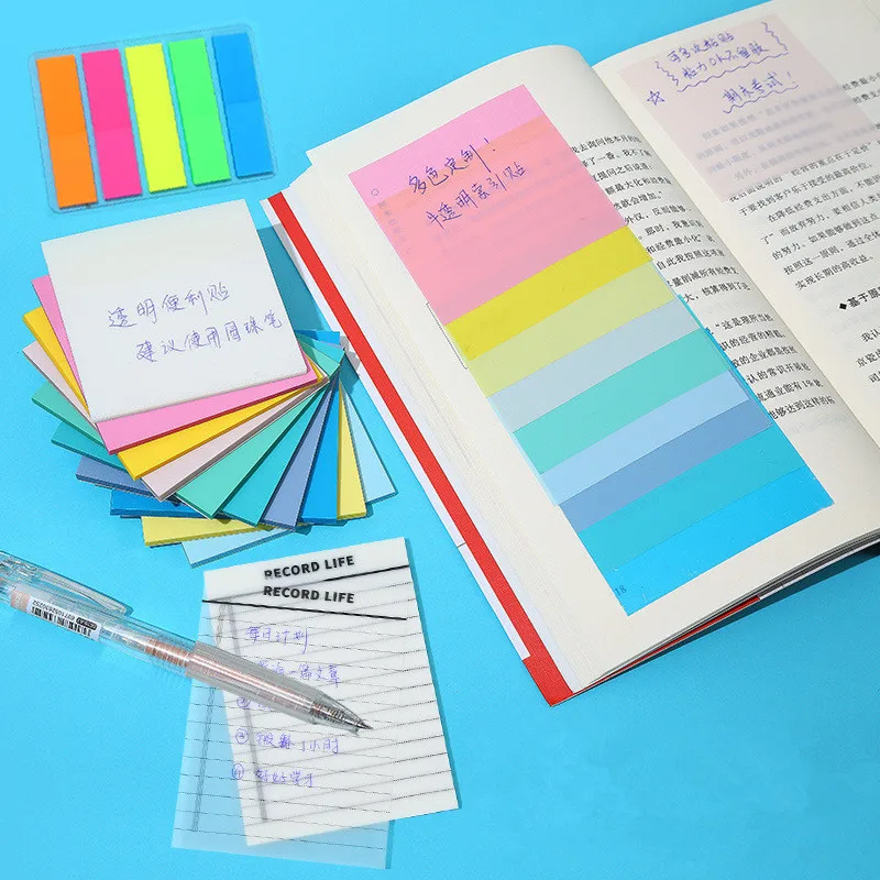 

50 Sheets Transparent Sticky Notes With Scrapes Stickers Simple And High-value Note Paper For Student Office Stationery