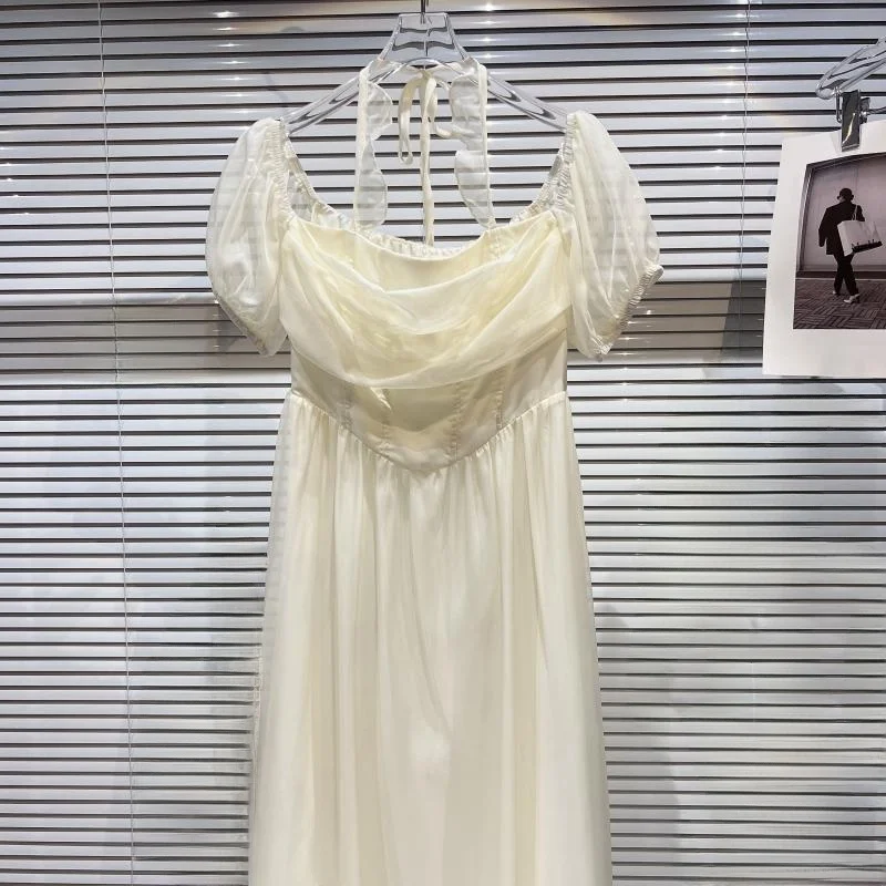 صيف جديد Sle صغير Fraance الرياح ندفة الثلج Ne معلقة مربوط الخصر ort Sve طويل Dr المرأة Faion Dr