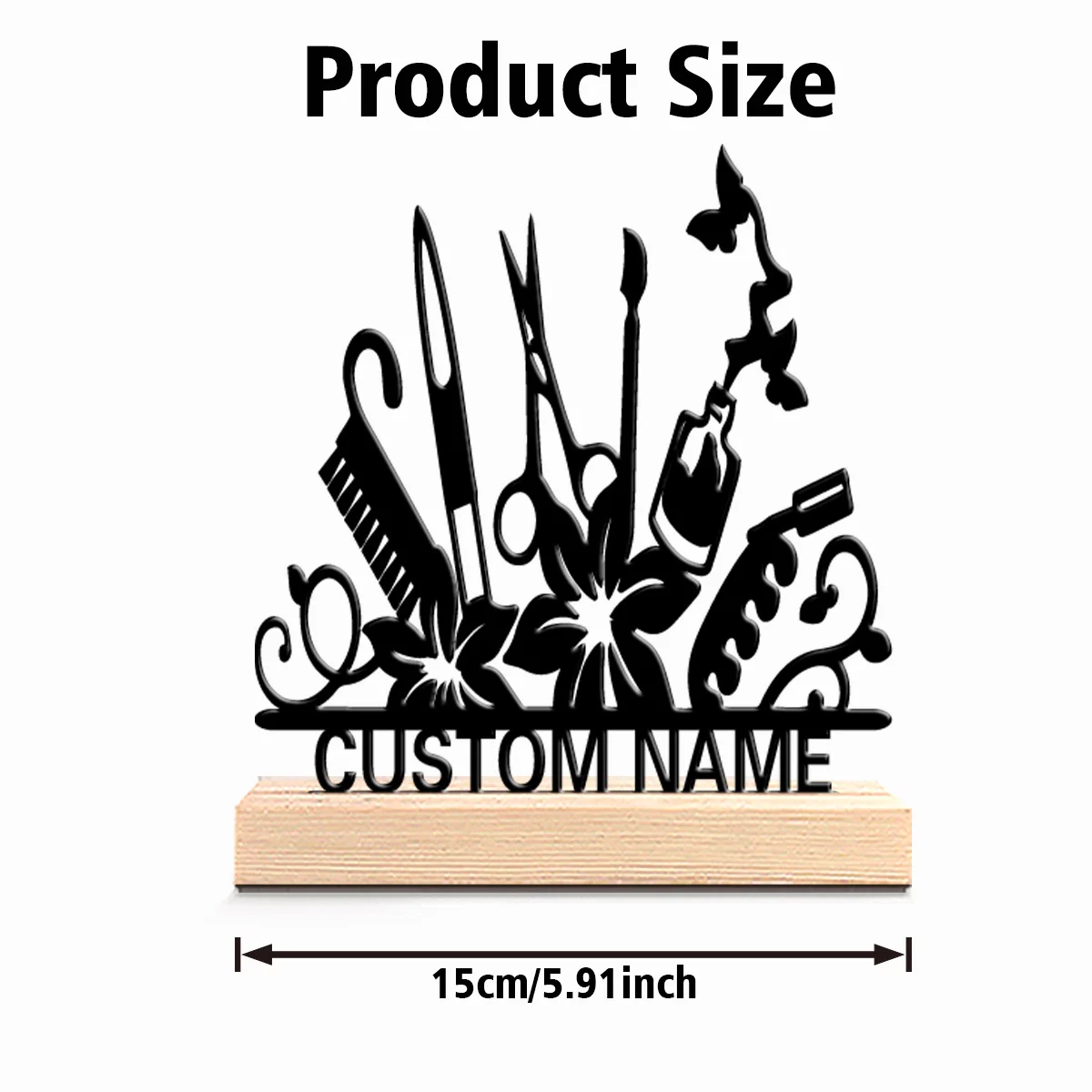 1pc Thriller Personalized Custom Nail and Eyelash Metal Statues Wooden Frame Wall Decor for Living Room Bedroom Eclectic Mystic