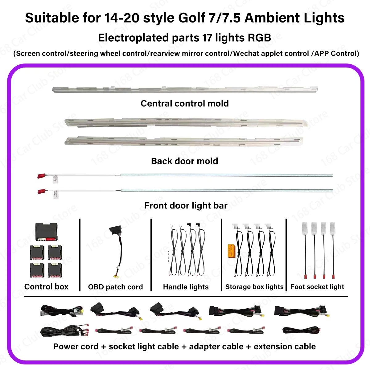 LED 10/30 Kleuren Sfeerverlichting voor Volkswagen Golf 7 GOLF 7.5 MK7 2014-2021 Auto Binnenverlichting RGB Decoratieve Sfeerlamp Ombouwset