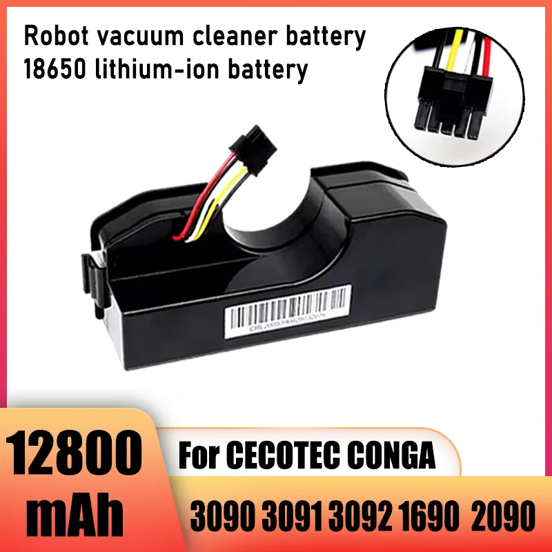14.4V 12800mAh, for CECOTEC CONGA 3090 3091 3092 1690 1890 2090 robot vacuum cleaner battery replacement