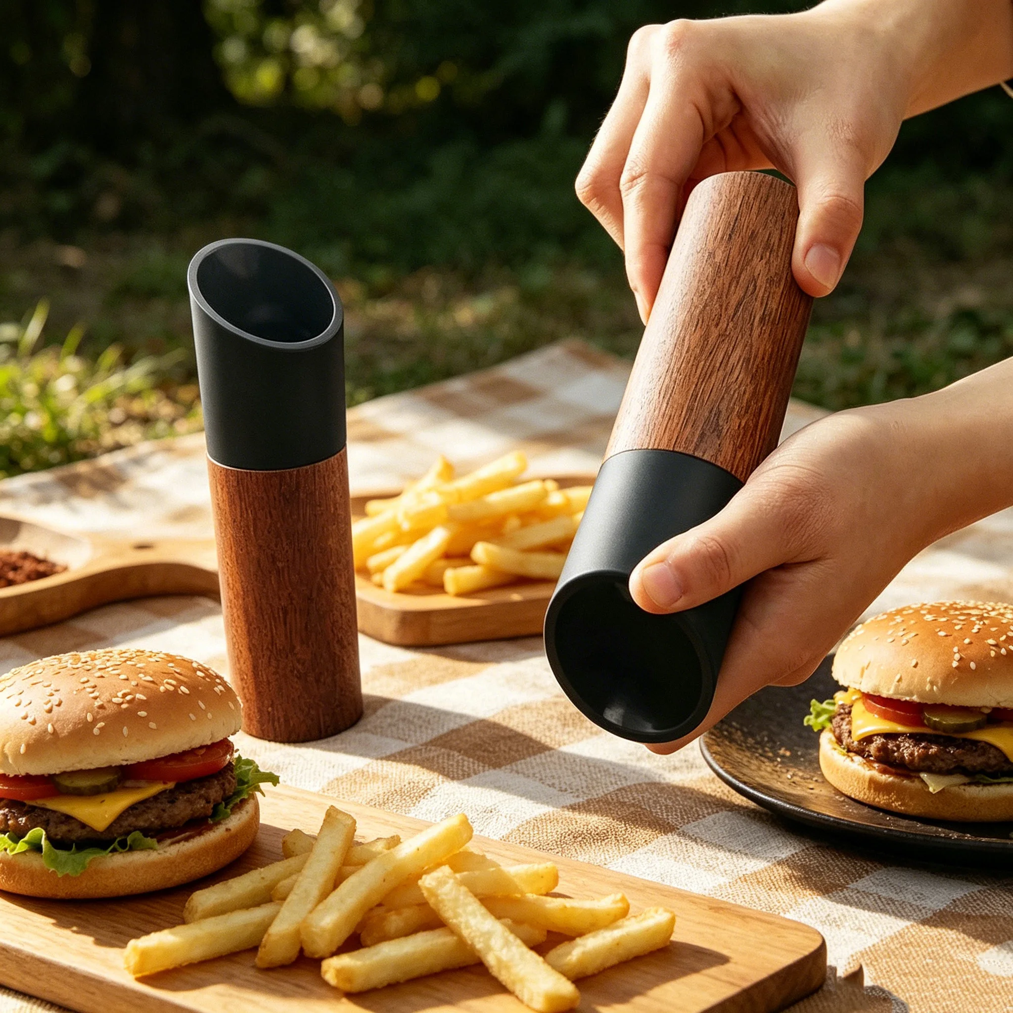 Plastic Beveled Head Design Ebony Wood Salt and Pepper Spices Mill Great Design for Kitchen Cook Lovers (1 Mill)