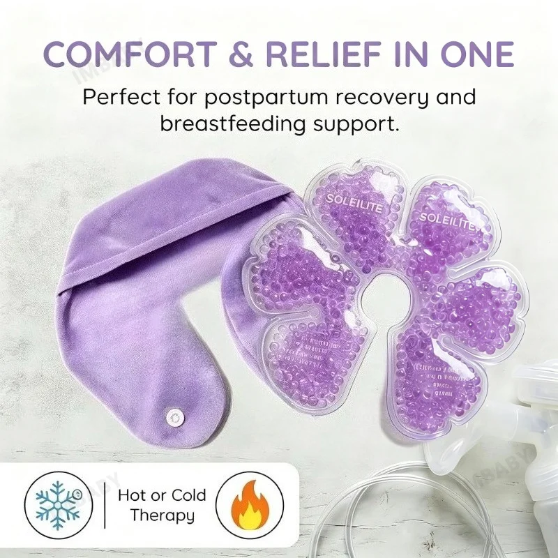 IMBABY Breast Hot Cold Gel Pads Reusable Warm Cold Therapy Ice Pack for Breastfeeding Engorgement Mastitis Postpartum Relief