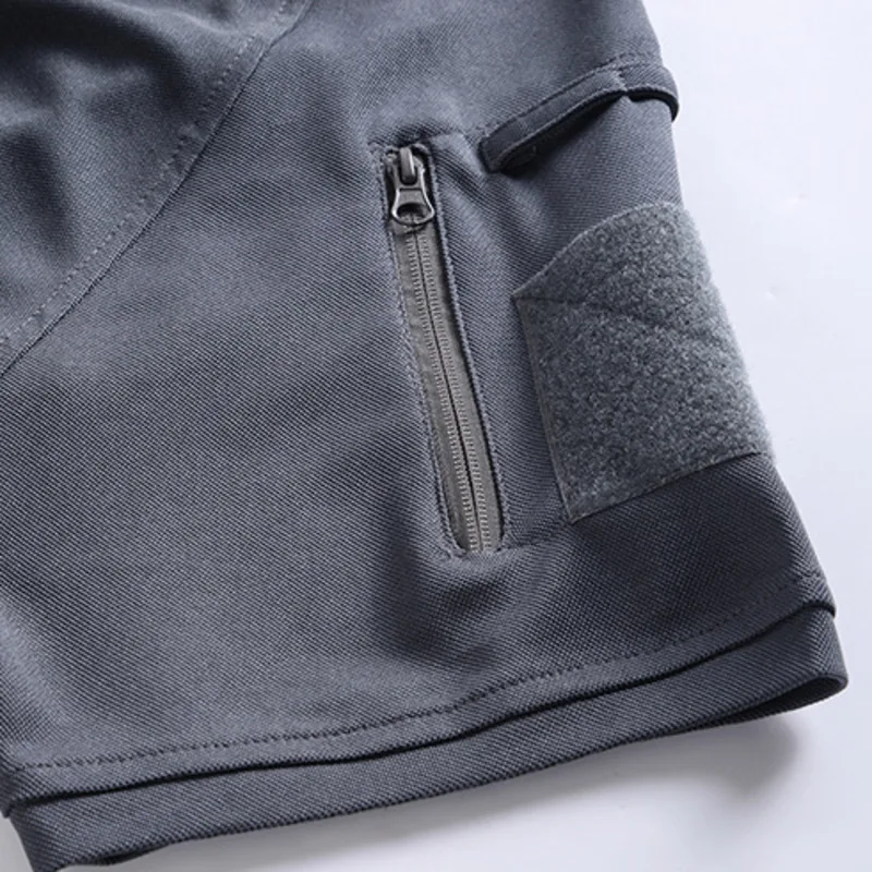 Summer Men's Quick Dry Tactical Polo Shirt Lightweight Short Sleeve Moisture Absorbing Breathable Outdoor Gym Running Sports Tee