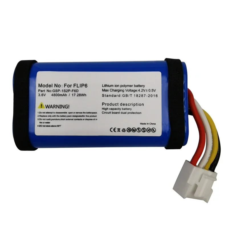 Bateria de substituição original para jbl flip 6, número de rastreamento, ferramentas para brasil rússia rápido, GSP-1S2P-F6D, 4800mah, 100% novo