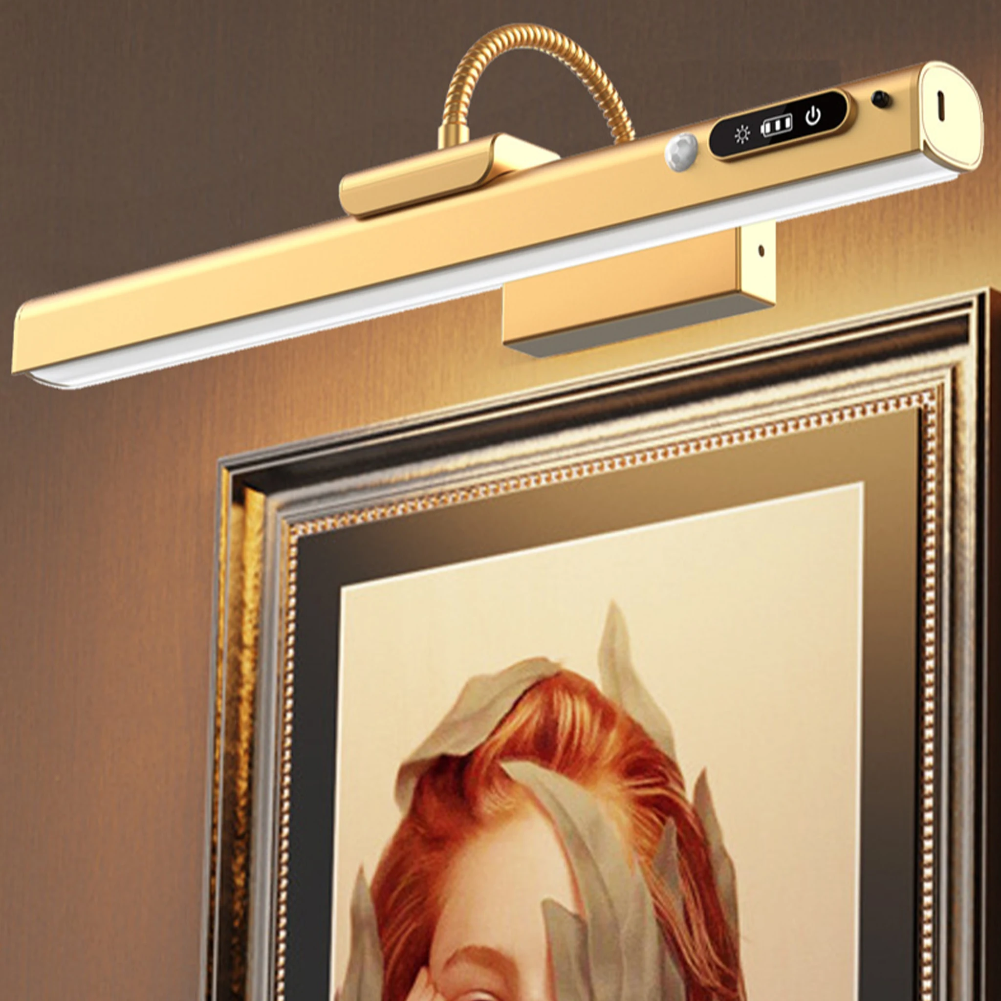 Rechargeable LED Wall Light Vanity Mirror Light with Motion Sensor Picture Light for Paintings Portraits Wall Decor