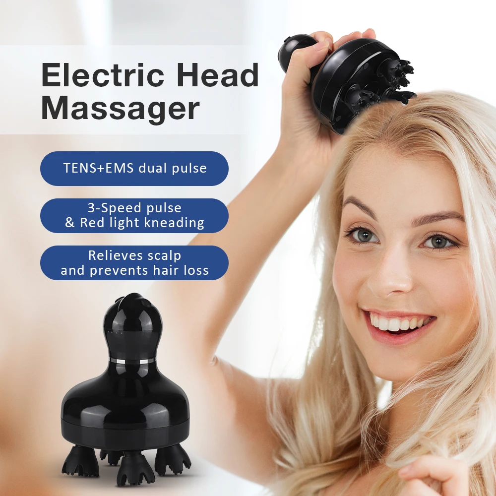 Electric Head Massager Antistress Relax Body Massage Deep Tissue Wireless Red Light Tens Scalp Massager Promote Hair Growth