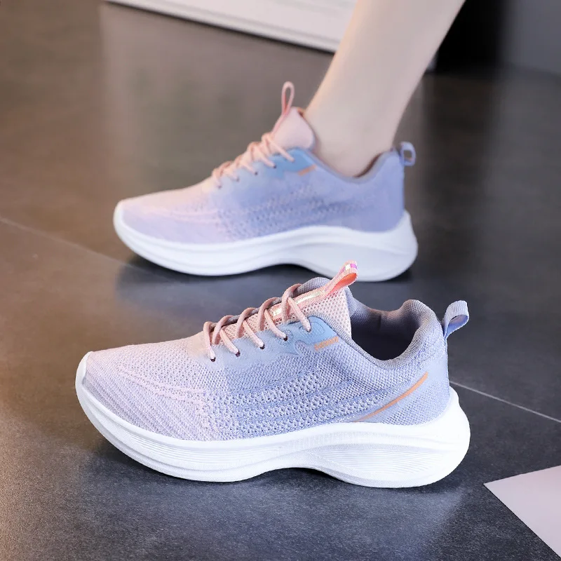 

2025 women's shoes summer Mesh Casual Women's Lace-up Lightweight Thick Sole Breathable Outdoor Sports Running Shoes for Women