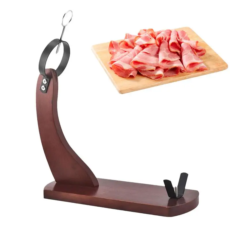 Spanish Ham Rack Wood Ham Holder Support Sliced Ham Display Stand Showcase Spanish Ham And Italian Prosciutto In Kitchen Style