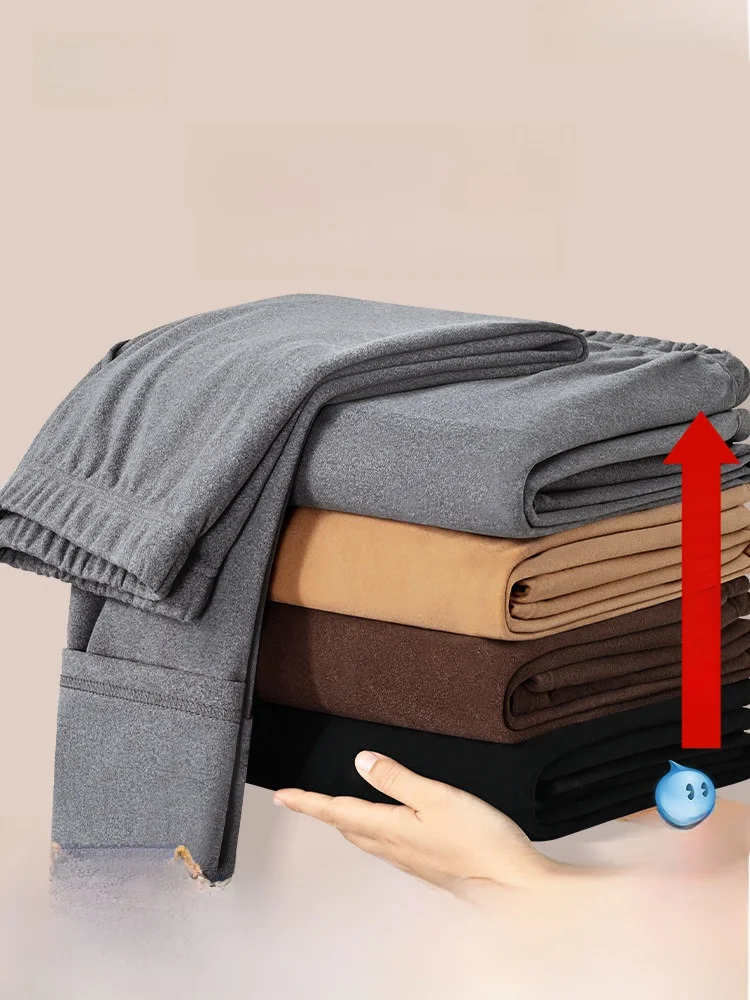 

Men's Double-Sided Fce Thiened Autumn Pants Winter Warm Underwear Boting Trousers Casual Slim Fit Elastic Waist Pants