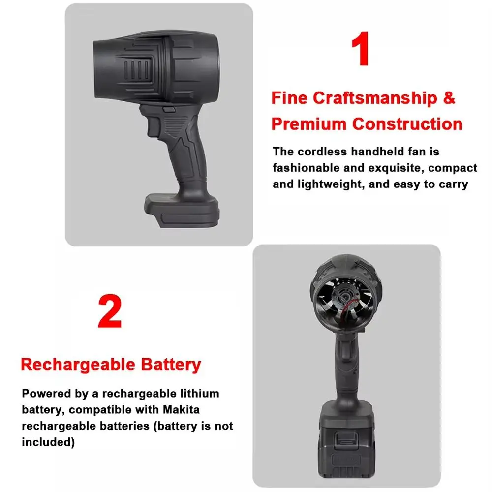 

Новый бесступенчатый вентилятор, 1000 Вт, мощный струйный вентилятор, 500 г, тяговый ручной струйный вентилятор для листьев для батареи Makita