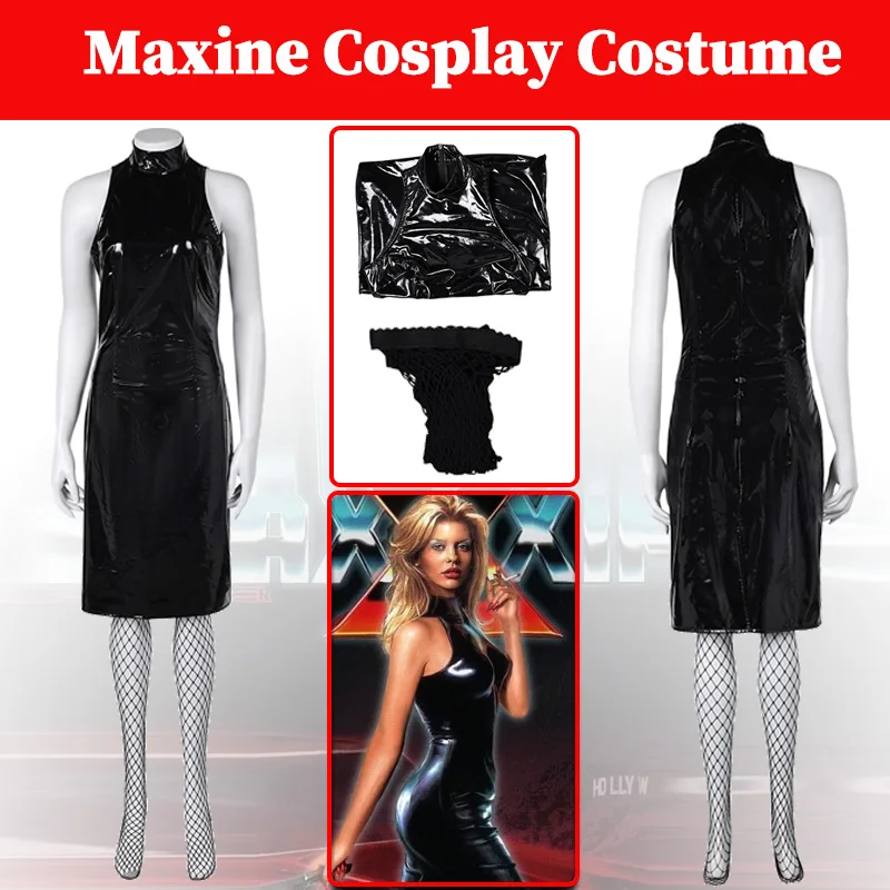 Maxine Cosplay Minx Costume 2024 Movie MaXXXine Role Play Women Tight Sexy Dress Sockings Outfit Female Halloween Carnival Cloth