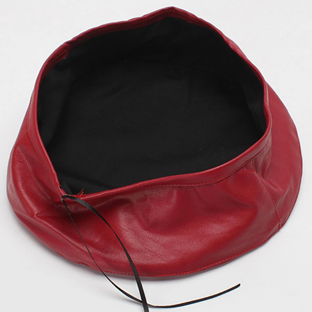 

Faux Beret Beanie Hat Red Adjustable Military Style Warm Fashion Headwear Suitable for Men