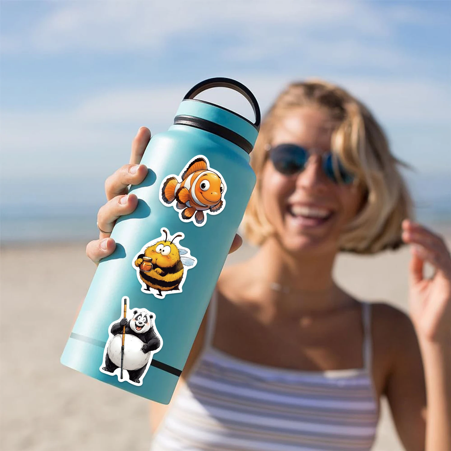 50 pezzi di cartoni animati divertenti animali graffiti adesivi per bambini decorativi chitarra notebook bagagli decalcomanie fai da te adesivo impermeabile