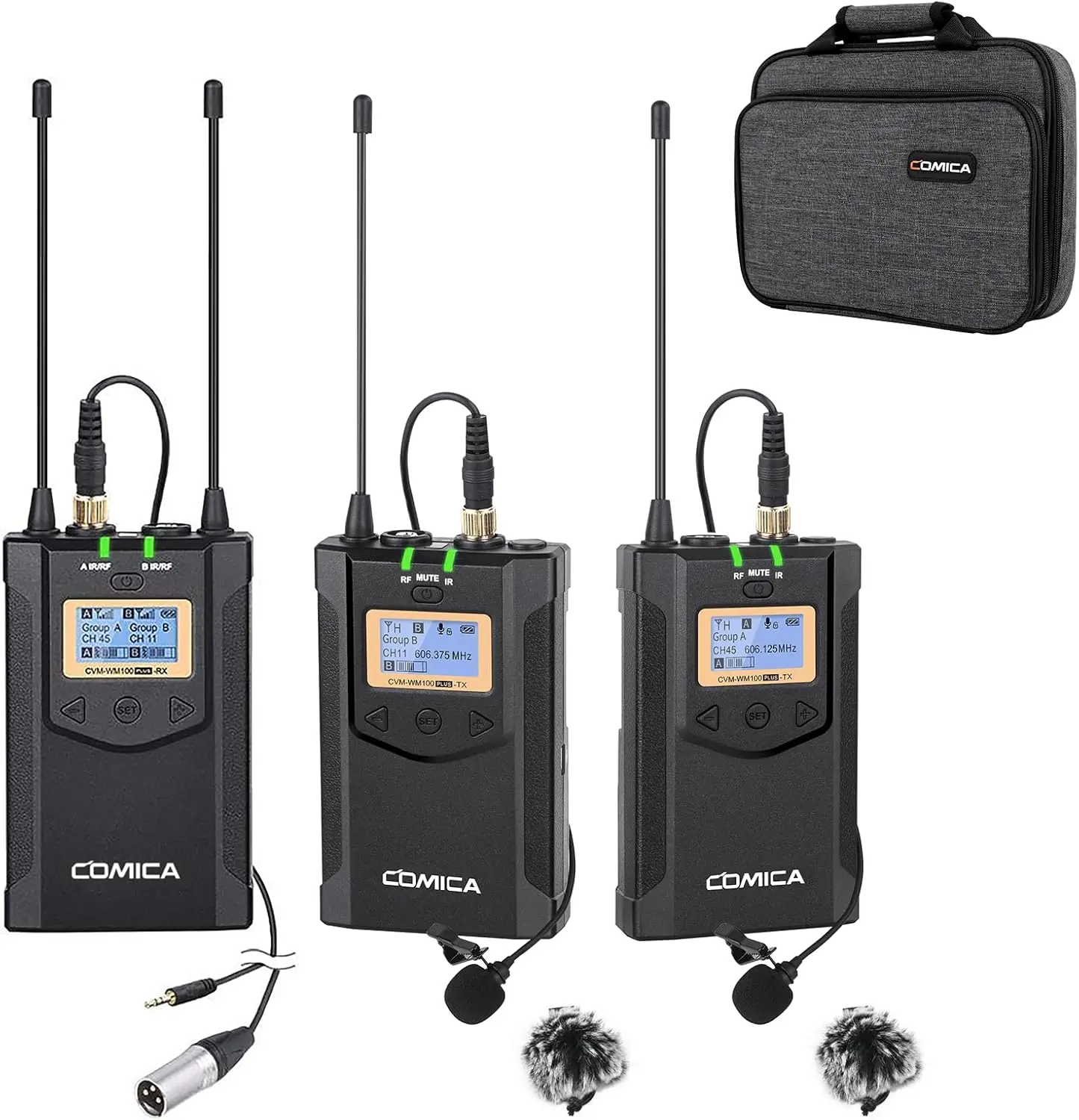 Wireless Microphone System for Cameras, Smartphones, Laptops - Dual-Channel Recording with AA Batteries