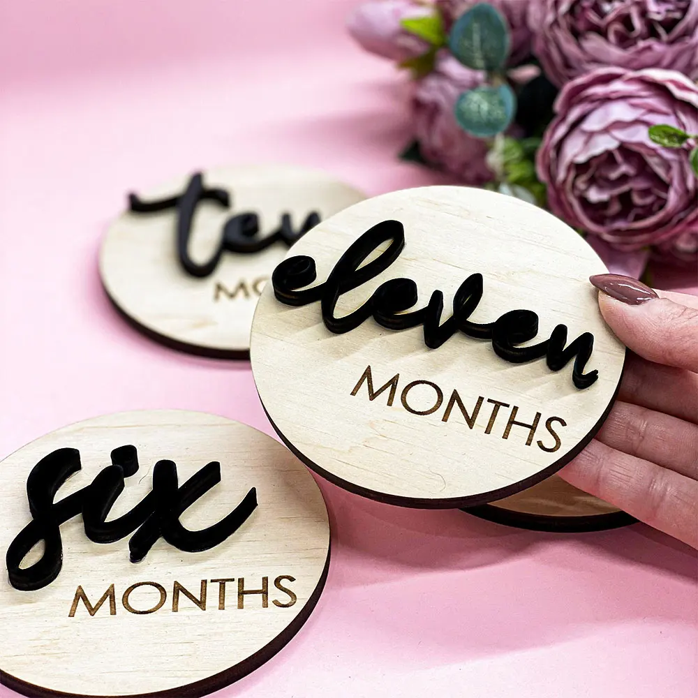 Hello World Baby Monthly Signs Baby Shower Gifts for New Moms Milestone Discs Baby Monthly Announcement Sign Set