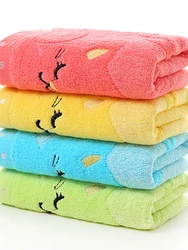 1pcs Children Towels Comfortable Bamboo Fiber  Super Soft Kids Cute Kittens Strong Water Absorbing High End Towel High Quality