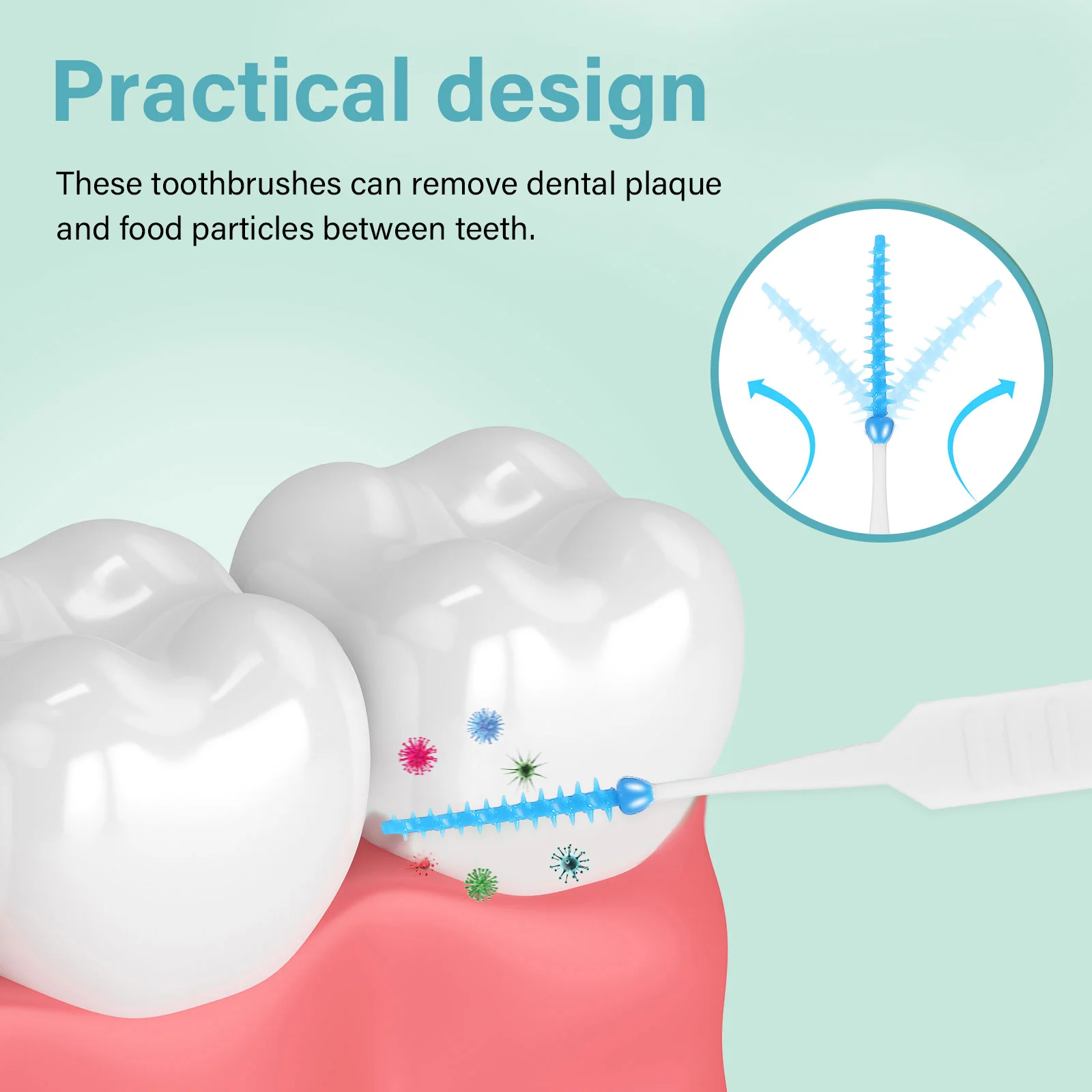 400개입 치간 칫솔 이중 끝 실리콘 교정기 청소 도구 휴대용 여행용 사이즈 치실 일회용 치아 관리