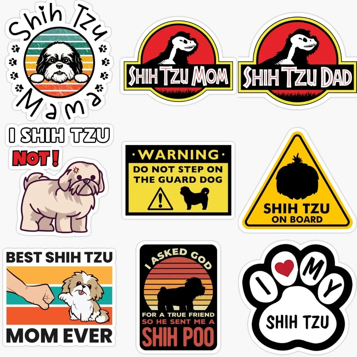 

Creative Shih Tzu Dog PVC Waterproof Stickers Accessories for Decorate Car Bicycle Wall Room Table Motorcycle Off-road Van