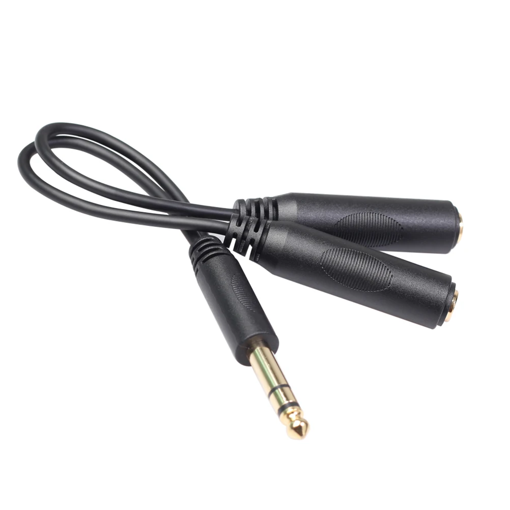 

6.35mm Audio Splitter Cable Gold-Plated Copper Core EMI Shielding 20cm Small Design for Headphones Speakers Microphone Keyboard