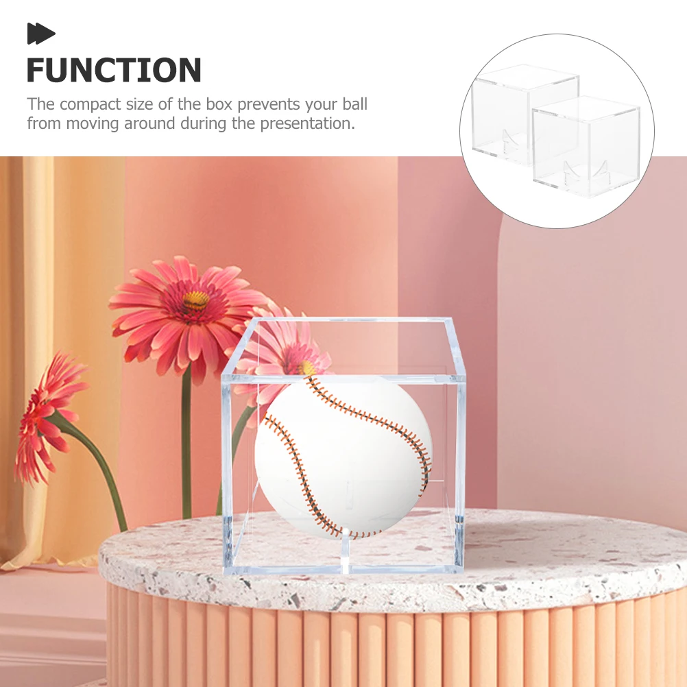 

2pcs Transparent Acrylic Baseball Dustproof Storage Display Case Square Collection Box for Balls Golf Decorative Home