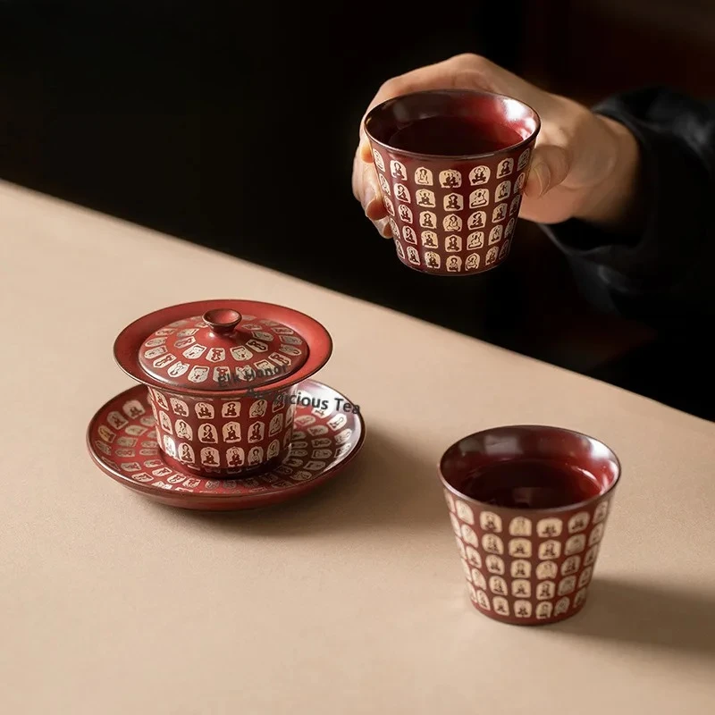 

Old Rock Mud Buddha Tea Set Complete Set Aesthetic Tea Ceremony Set Household Brewing Teapot And Items Craft