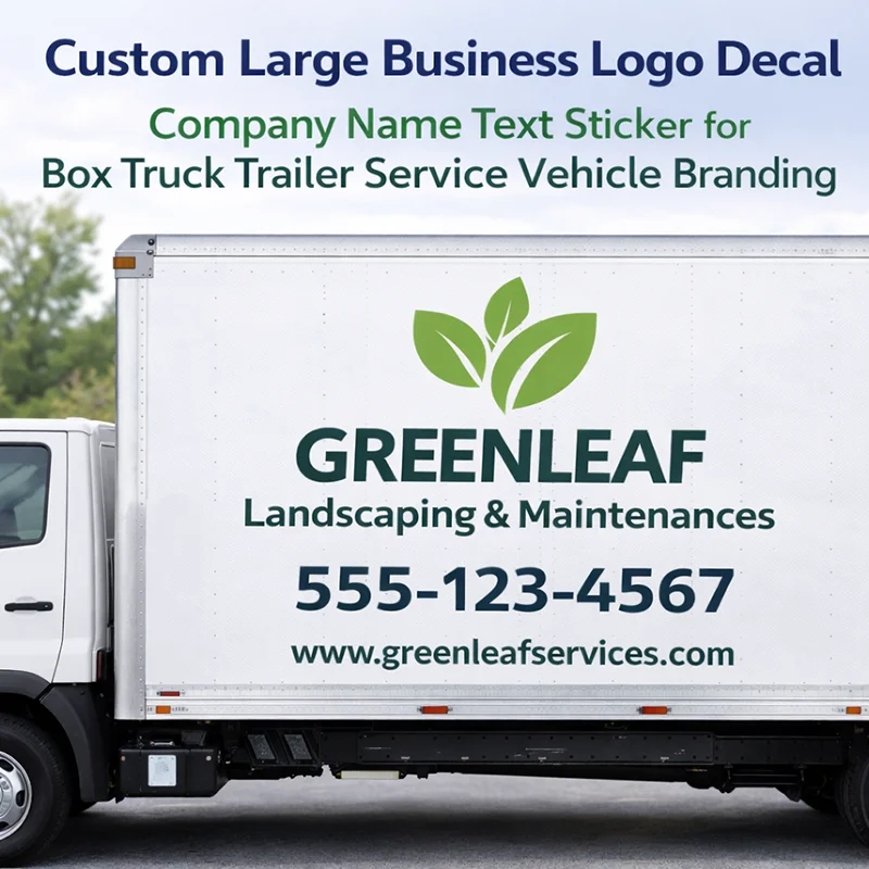 

Индивидуальная крупная наклейка с логотипом компании и текстом для брендирования грузовиков, прицепов и сервисных автомобилей