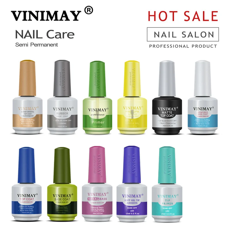 VINIMAY Base Top Coat Gel Nail Polish Acid free Primer Varnish Hybrid Semi Permanent Matte Top Sonax Nails Reinforce Rubber Base