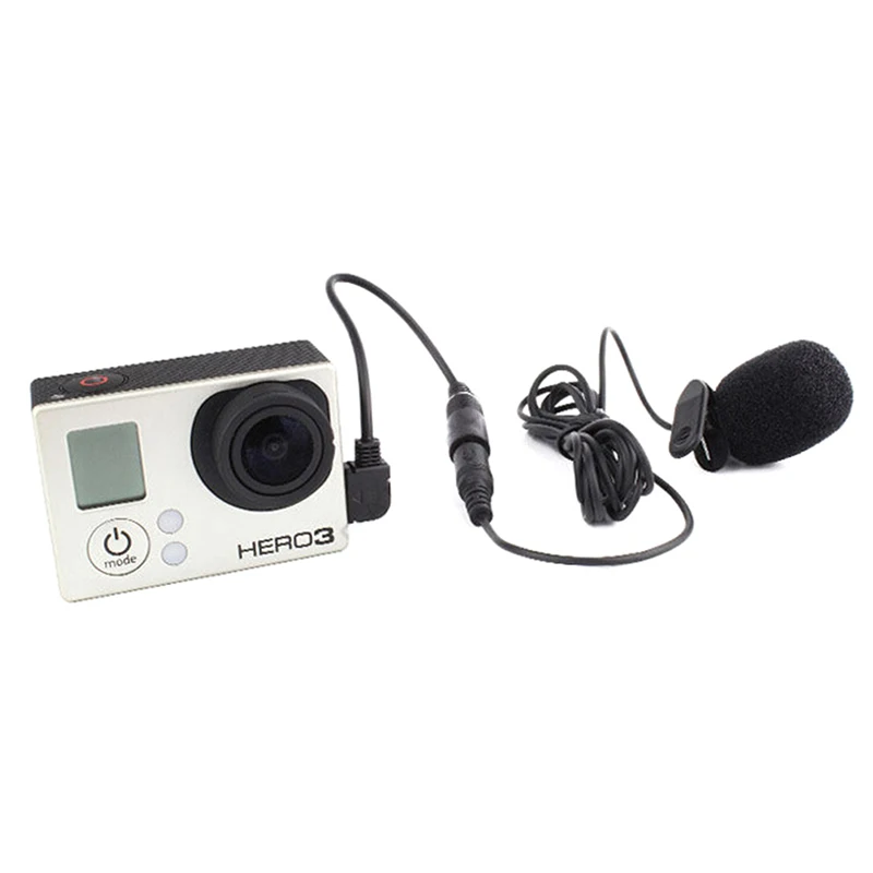 3.5mm Active Clip Microphone with Mini USB Audio Adapter Mic Cable for Gopro Hero 3 3+ 4 Action Camera Accessories Kit