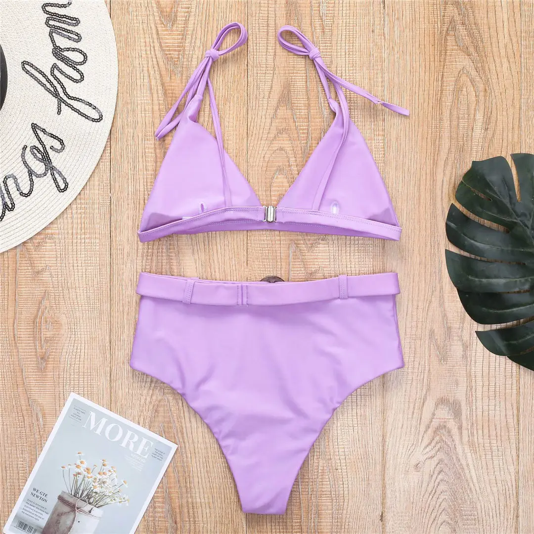 4 Farben Damen-Badeanzug High-Waist-Bikini 2026 Damen-Bademode Zweiteiliges Bikini-Set mit Gürtel Badeanzug Schwimmanzug V2359 – Detail 8