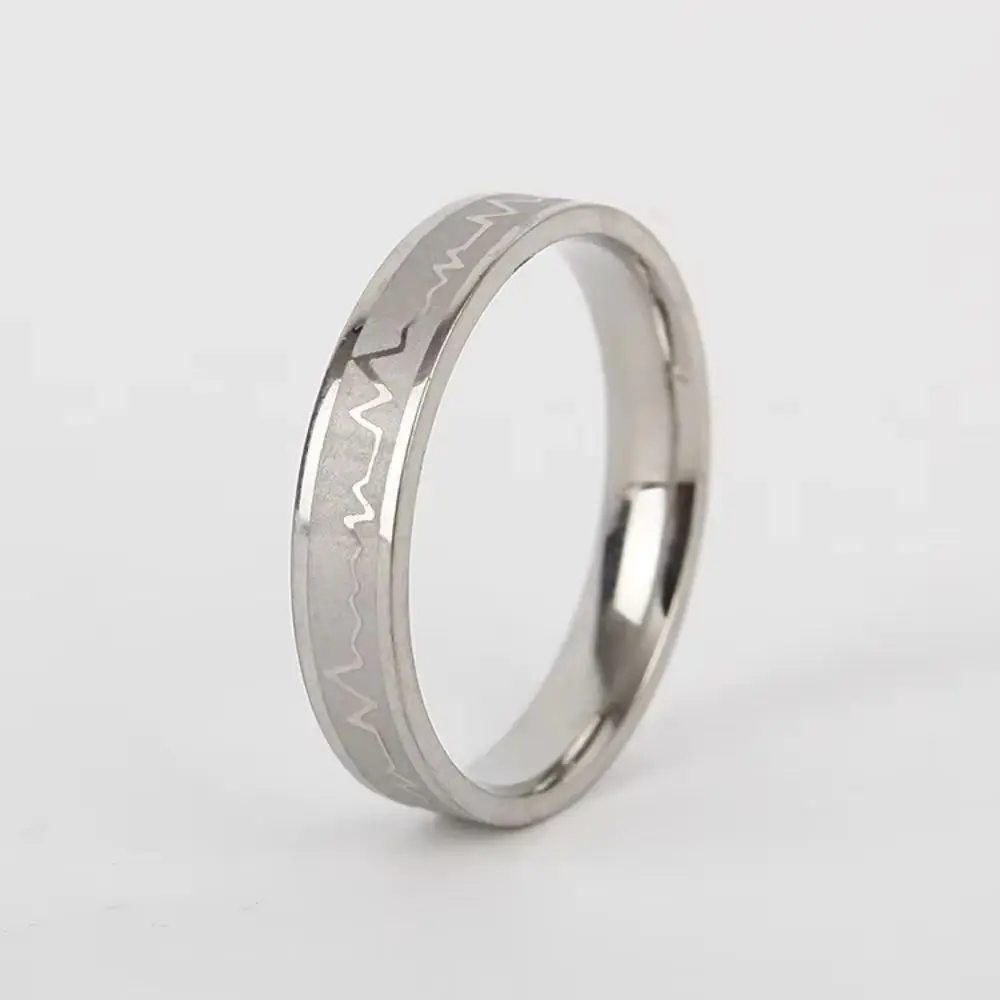 2025 Trendy Stainless Steel Heart Rate Curve Ring Exquisite Dating Gift For Men And Women Daily Party Accessories For Couples