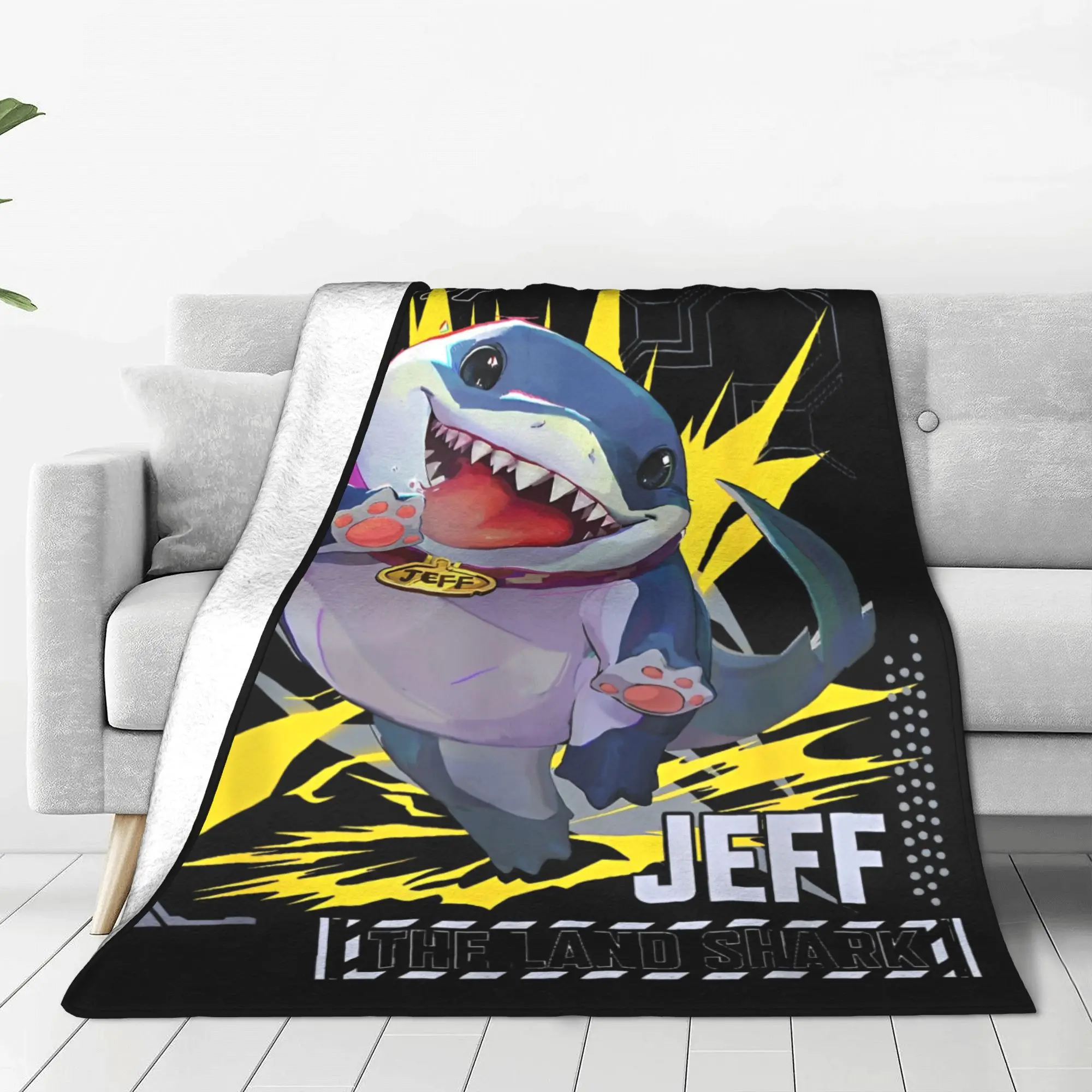 Marvel-Rivals PVP Jeff the Land Shark Blanket Gamerverse Super Hero Flannel Throw Blankets Bed Sofa Soft Warm Portable Rug Piece