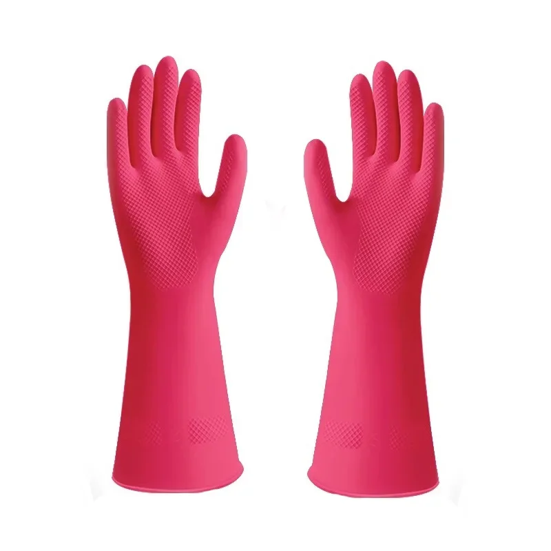 Reusable Rubber Dishwashing Gloves Non-Slip Kitchen Cleaning Gloves with Flocked Lining for Men & Women