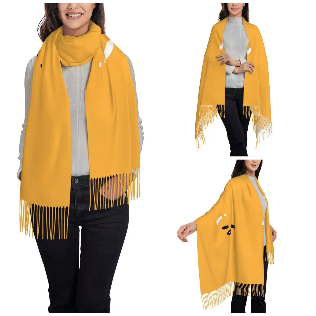 Gudetama The Lazy Egg Scarf for Womens Fall Winter Pashmina Shawl Wrap Long Large Shawl Scarf for Daily Wear